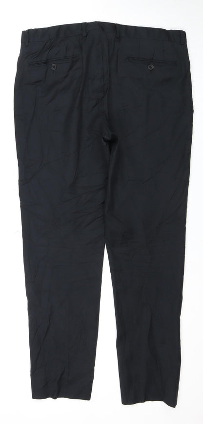 Reda Men's Black Wool Trousers Size 35