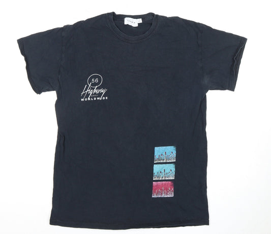 Topman Men's Black Graphic Print T-Shirt Small