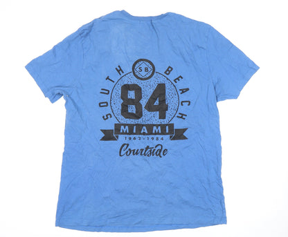 Topman Men's Blue Graphic Print T-Shirt, Medium