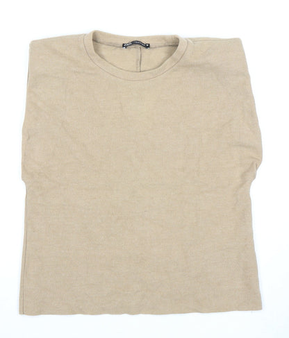 Womens UK Size M Zara Beige  T-Shirt