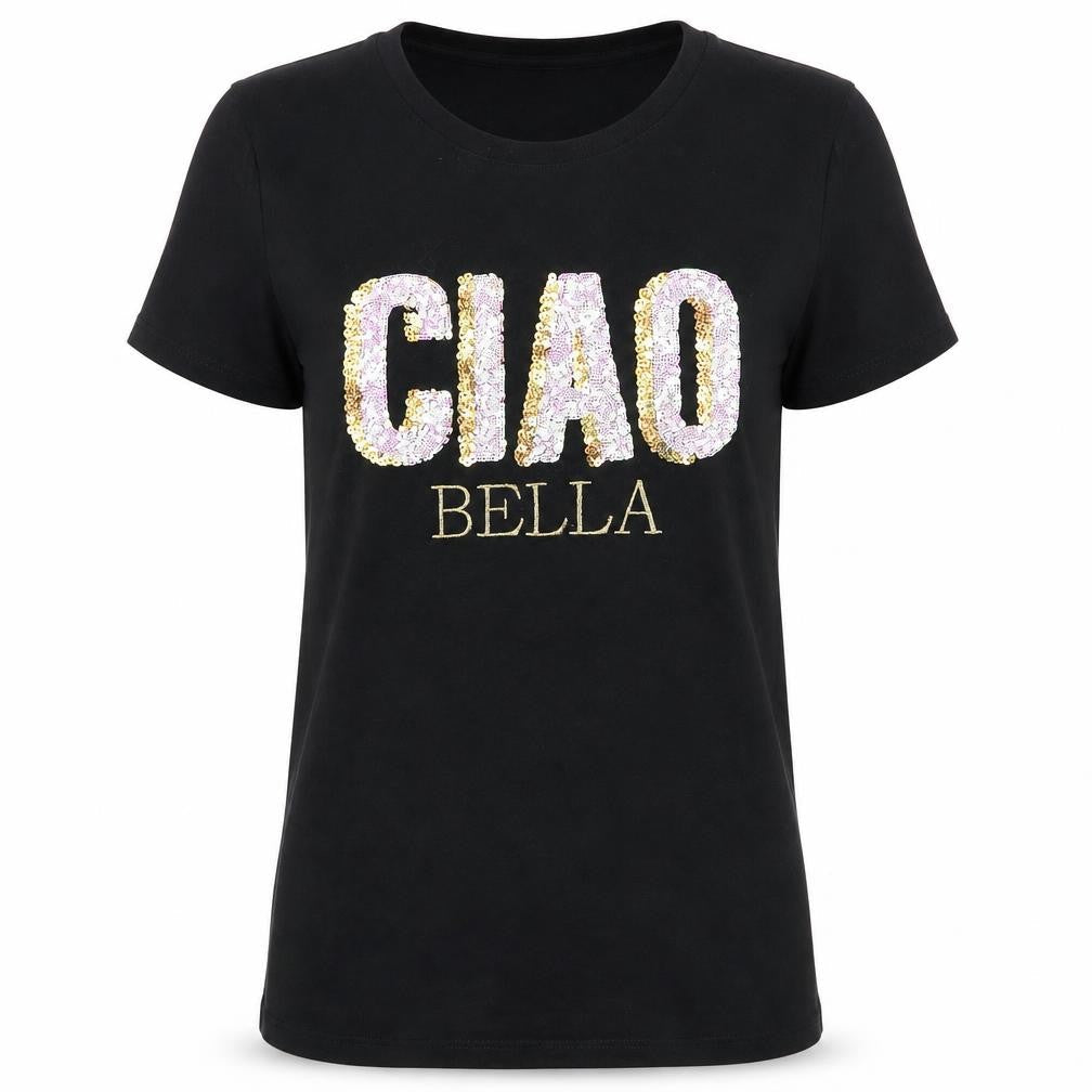 New Look Women's Black Embroidered T-Shirt UK 10