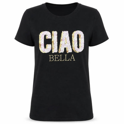 New Look Women's Black Embroidered T-Shirt UK 10