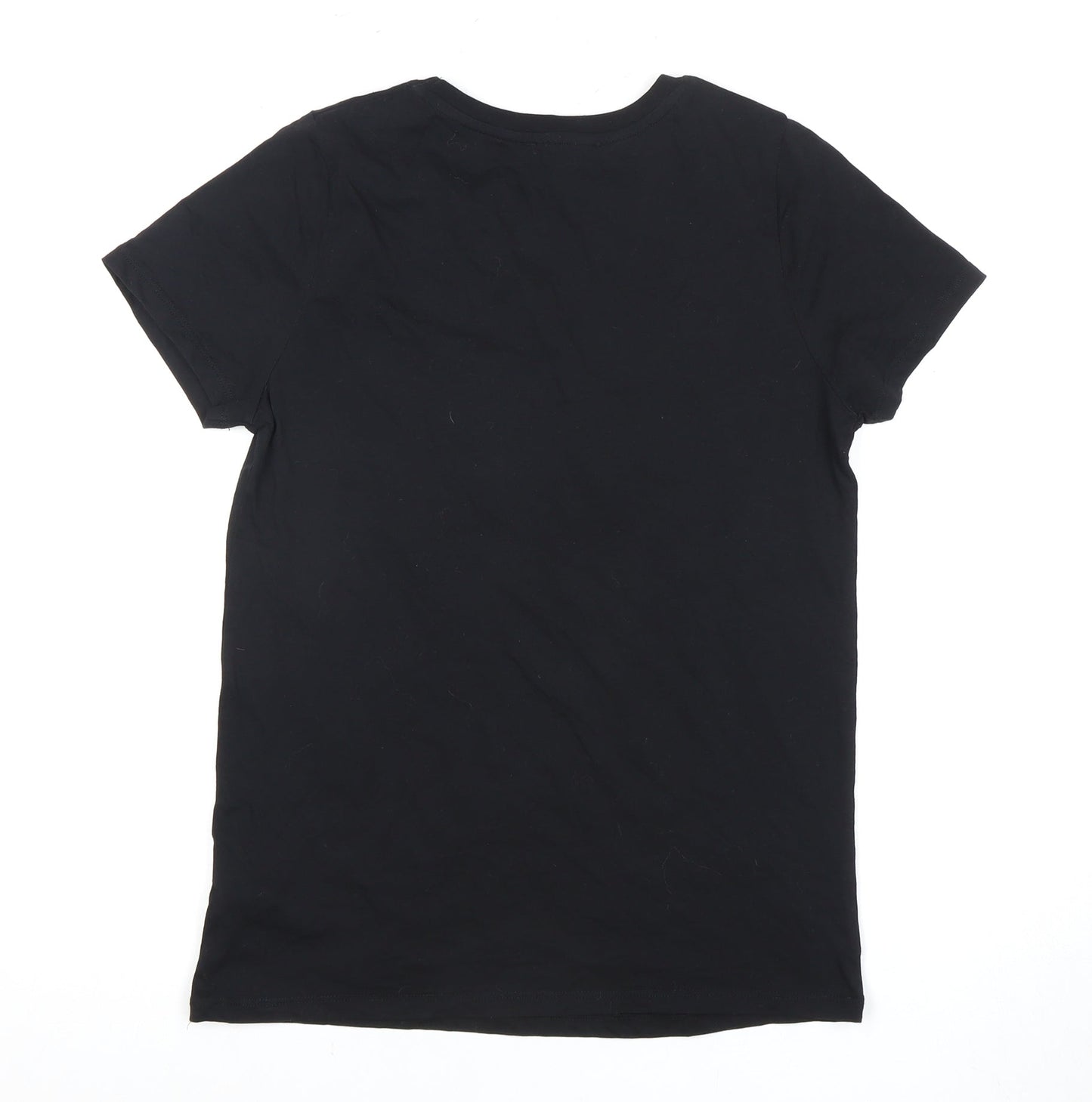 New Look Women's Black Embroidered T-Shirt UK 10