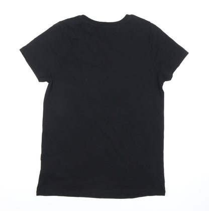 New Look Women's Black Embroidered T-Shirt UK 10