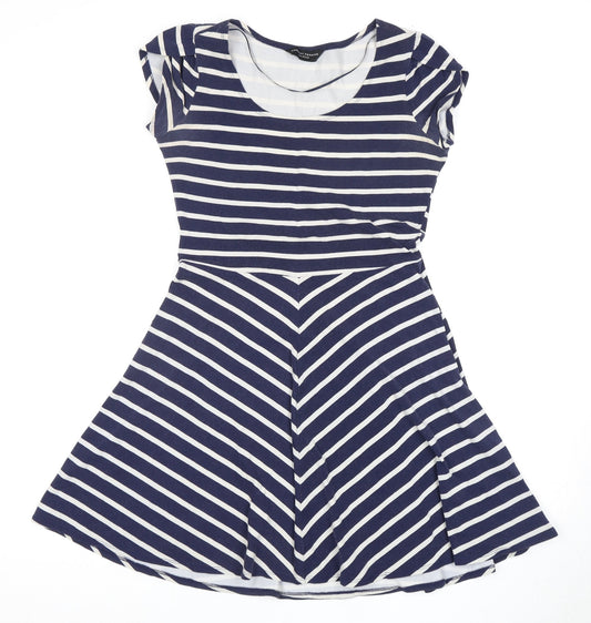 Dorothy Perkins Women's Blue Striped Skater Dress 10