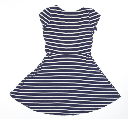 Dorothy Perkins Women's Blue Striped Skater Dress 10