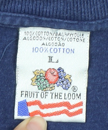 Fruit of the Loom Men's Blue Long Sleeve Polo L