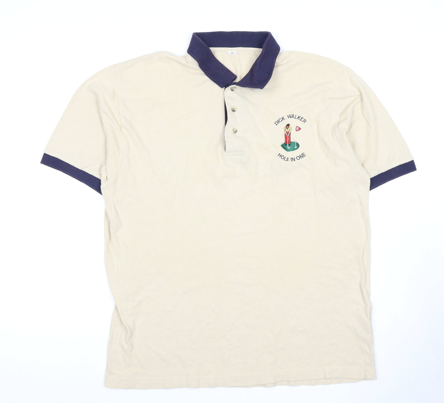 Beige Men's L Polo with Embroidery for Golf