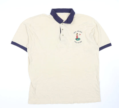 Beige Men's L Polo with Embroidery for Golf