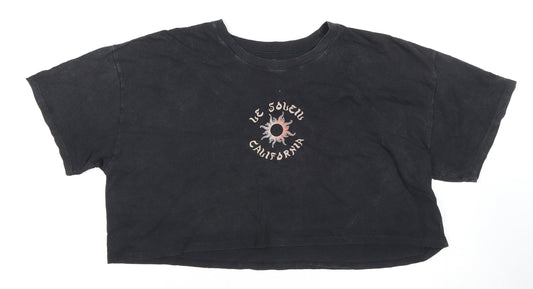 Womens UK Size L Hollister Black Cropped T-Shirt