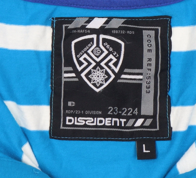 Dissident Men's Blue Striped Polo L