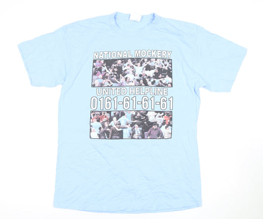 JHK Men's Blue Graphic Print T-Shirt, Size L