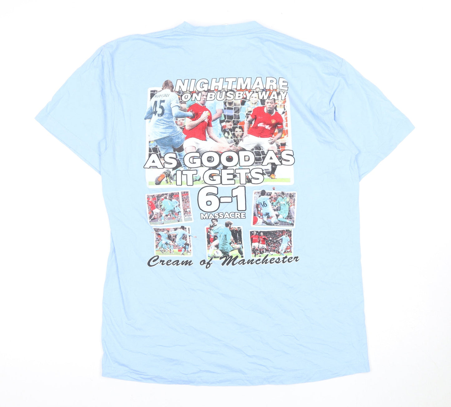 JHK Men's Blue Graphic Print T-Shirt, Size L