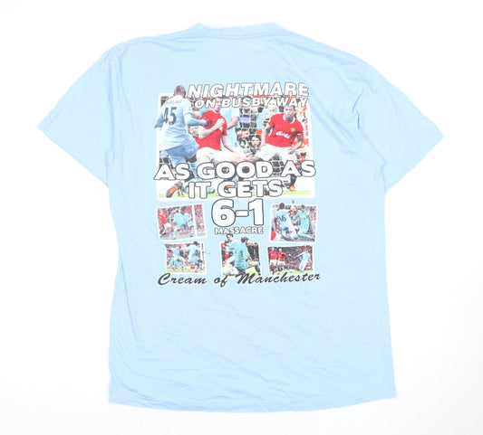 JHK Men's Blue Graphic Print T-Shirt, Size L