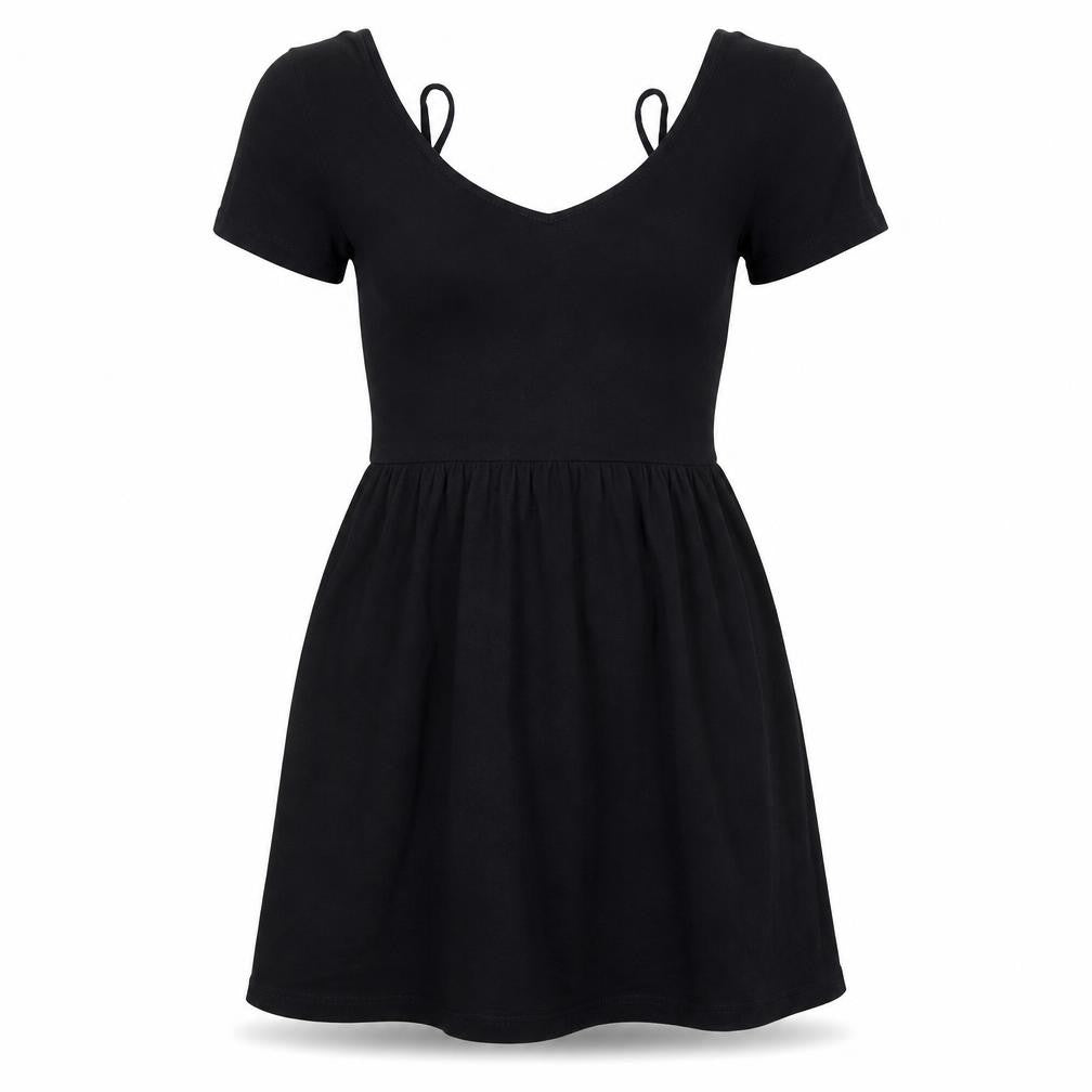 Front view of Asos Women's Black Jersey Strappy Dress, size 6