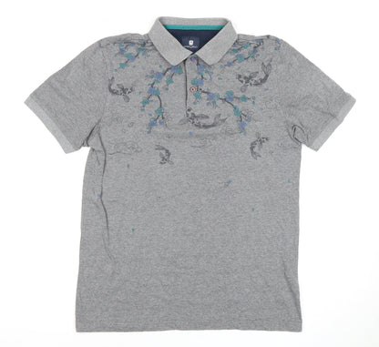 Steel & Jelly Men's Grey Graphic Polo Shirt M