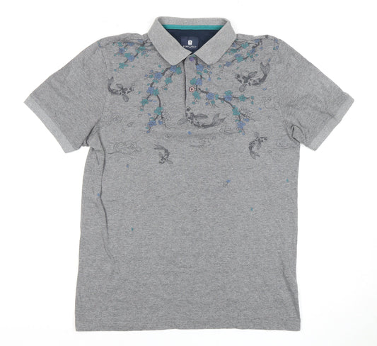 Steel & Jelly Men's Grey Graphic Polo Shirt M