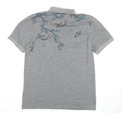 Steel & Jelly Men's Grey Graphic Polo Shirt M