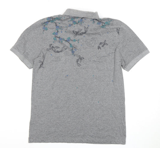 Steel & Jelly Men's Grey Graphic Polo Shirt M