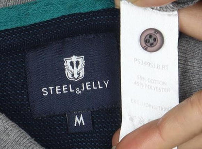 Steel & Jelly Men's Grey Graphic Polo Shirt M