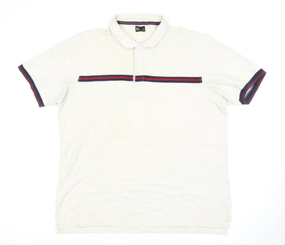 Industrie Co. Men's White 2XL Polo Shirt Striped Casual