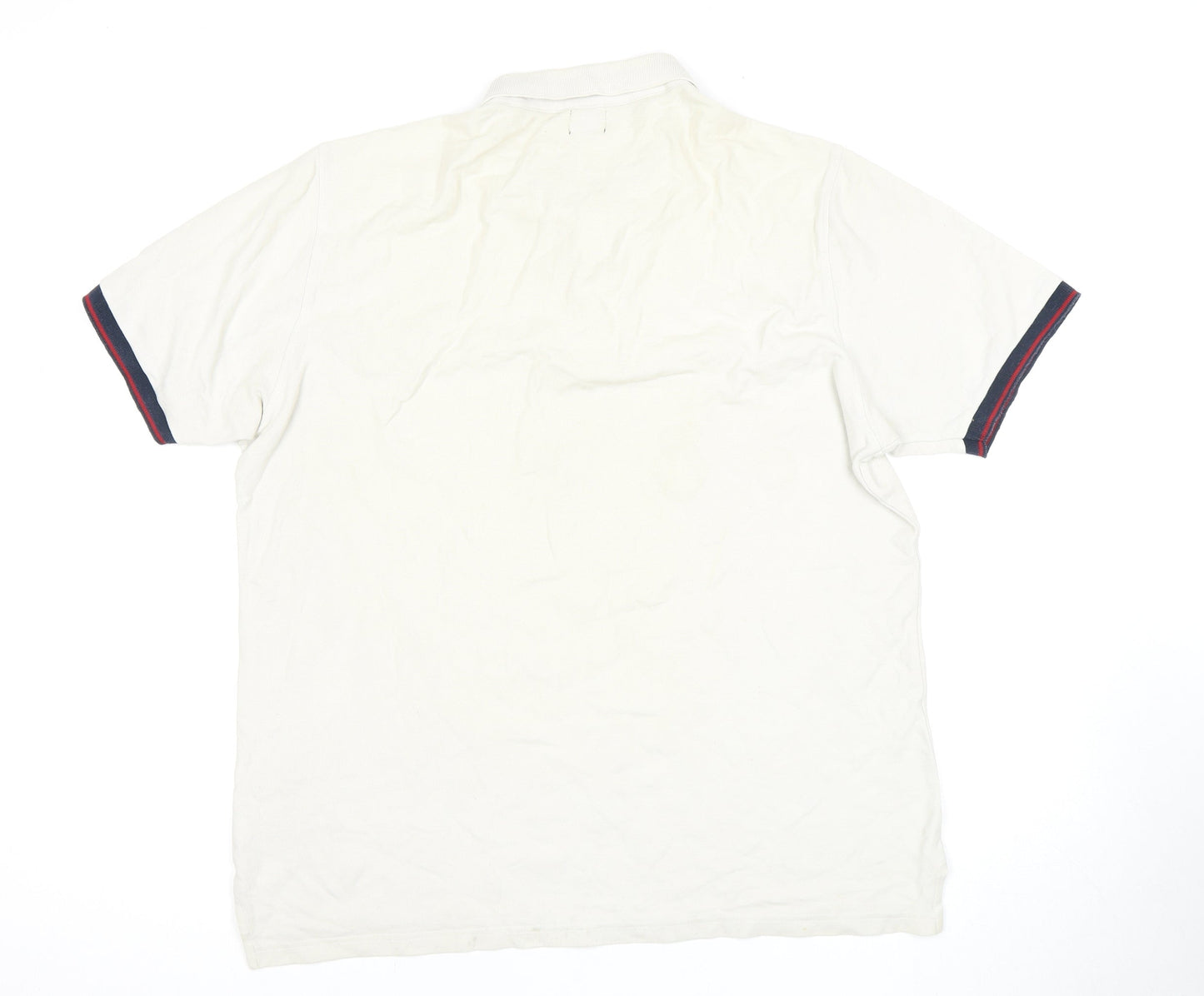 Industrie Co. Men's White 2XL Polo Shirt Striped Casual