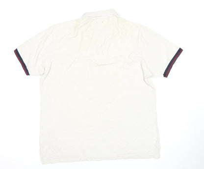 Industrie Co. Men's White 2XL Polo Shirt Striped Casual