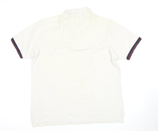 Industrie Co. Men's White 2XL Polo Shirt Striped Casual