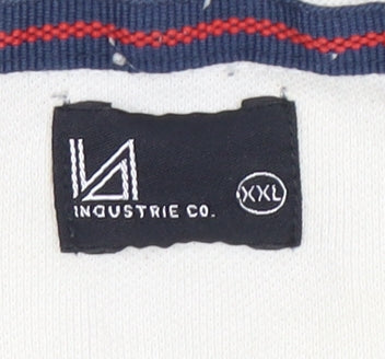 Industrie Co. Men's White 2XL Polo Shirt Striped Casual