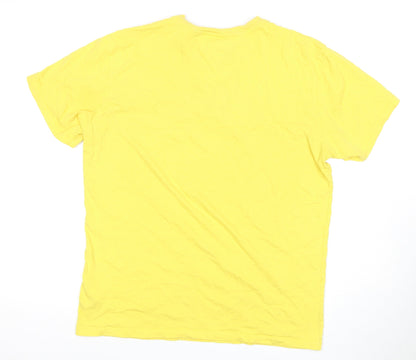 Tommy Jeans Yellow T-Shirt Men's S Cotton Crew Neck