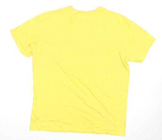 Tommy Jeans Yellow T-Shirt Men's S Cotton Crew Neck