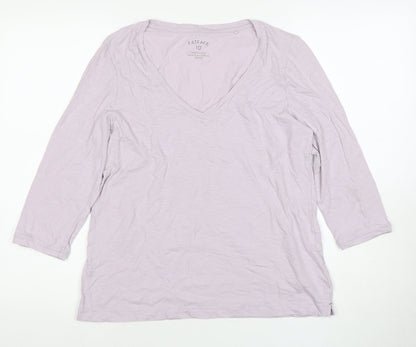 FatFace Women's Purple V-Neck Top, Size 10, 3/4 Sleeve
