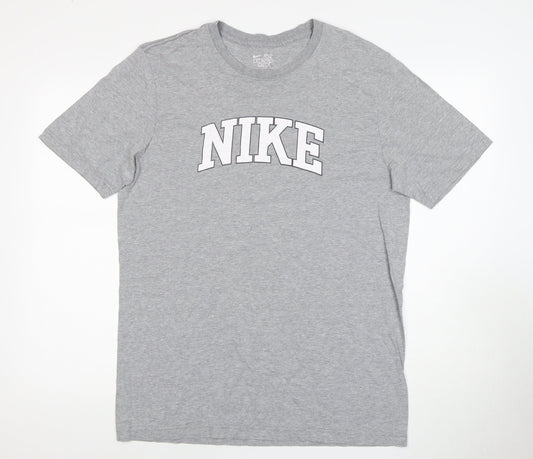 Nike Men's Grey Crew Neck Logo T-Shirt L