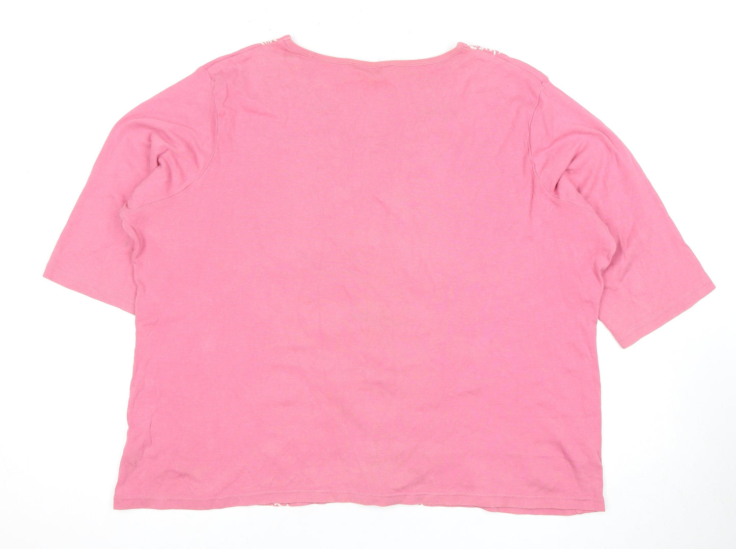 M&Co Women's Pink V-Neck T-Shirt, Size 16, 3/4 Sleeve