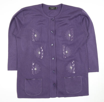 Womens UK Size 16 Plus Paramour Purple Cardigan Jumper