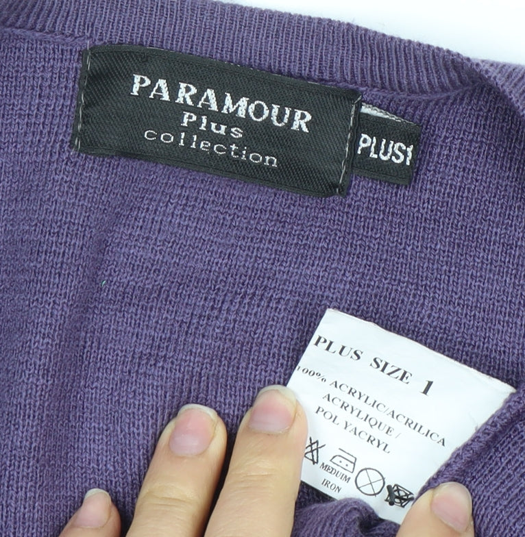 Womens UK Size 16 Plus Paramour Purple Cardigan Jumper