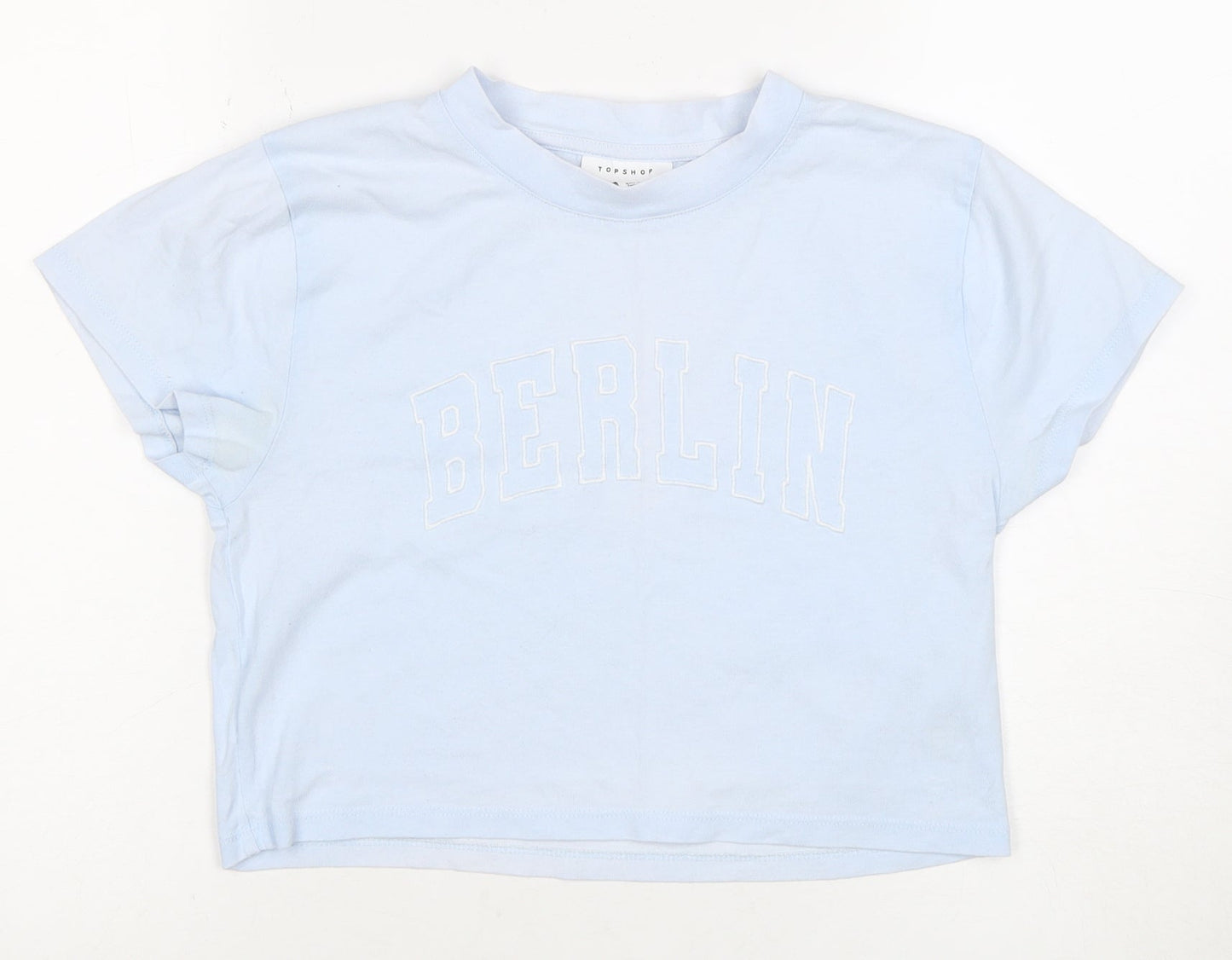 Womens UK Size UK 8 Topshop Blue Cropped T-Shirt