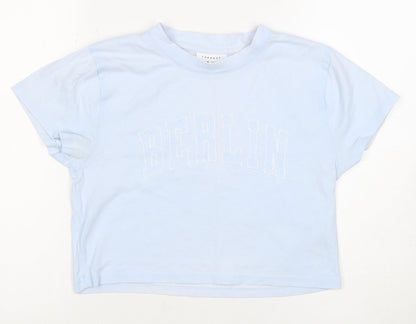 Womens UK Size UK 8 Topshop Blue Cropped T-Shirt