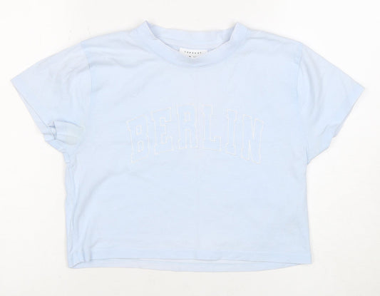 Womens UK Size UK 8 Topshop Blue Cropped T-Shirt