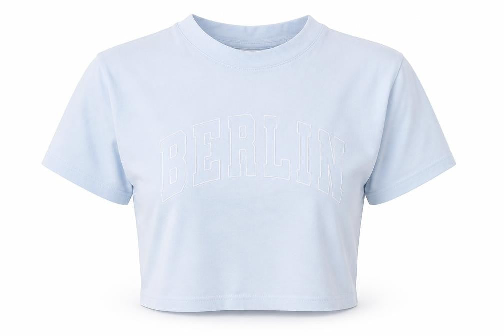 Womens UK Size UK 8 Topshop Blue Cropped T-Shirt
