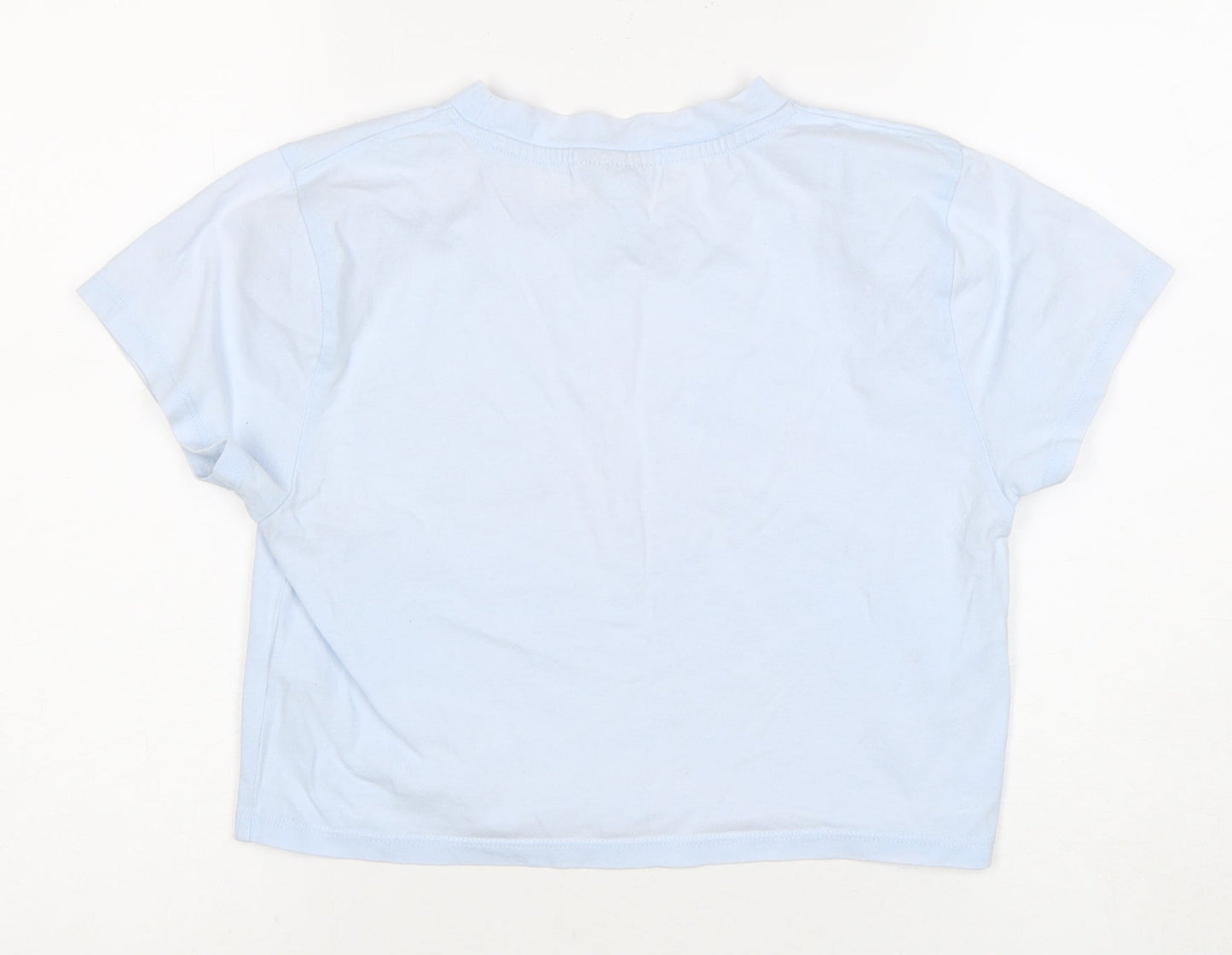 Womens UK Size UK 8 Topshop Blue Cropped T-Shirt