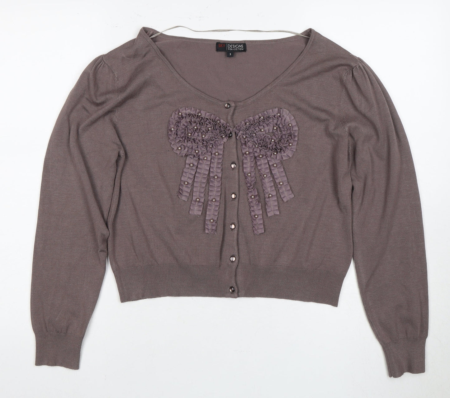 Womens UK Size 10 SKY Designs Brown Cardigan Jumper