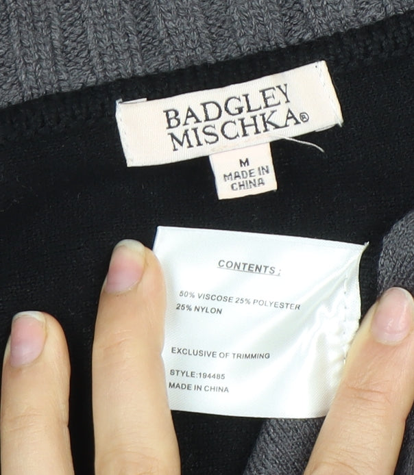 Badgley Mischka Women's Black & Grey Coatigan M