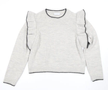 Quiz Women's Grey Ruffle Sleeve Pullover Jumper L