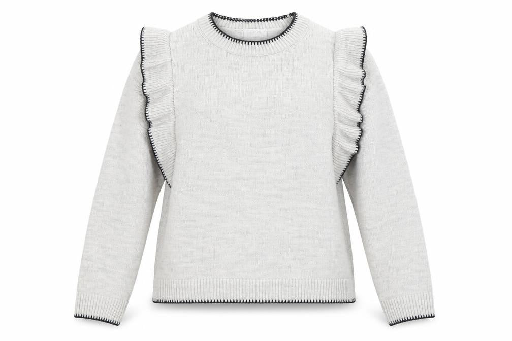 Quiz Women's Grey Ruffle Sleeve Pullover Jumper L