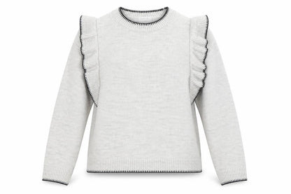 Quiz Women's Grey Ruffle Sleeve Pullover Jumper L