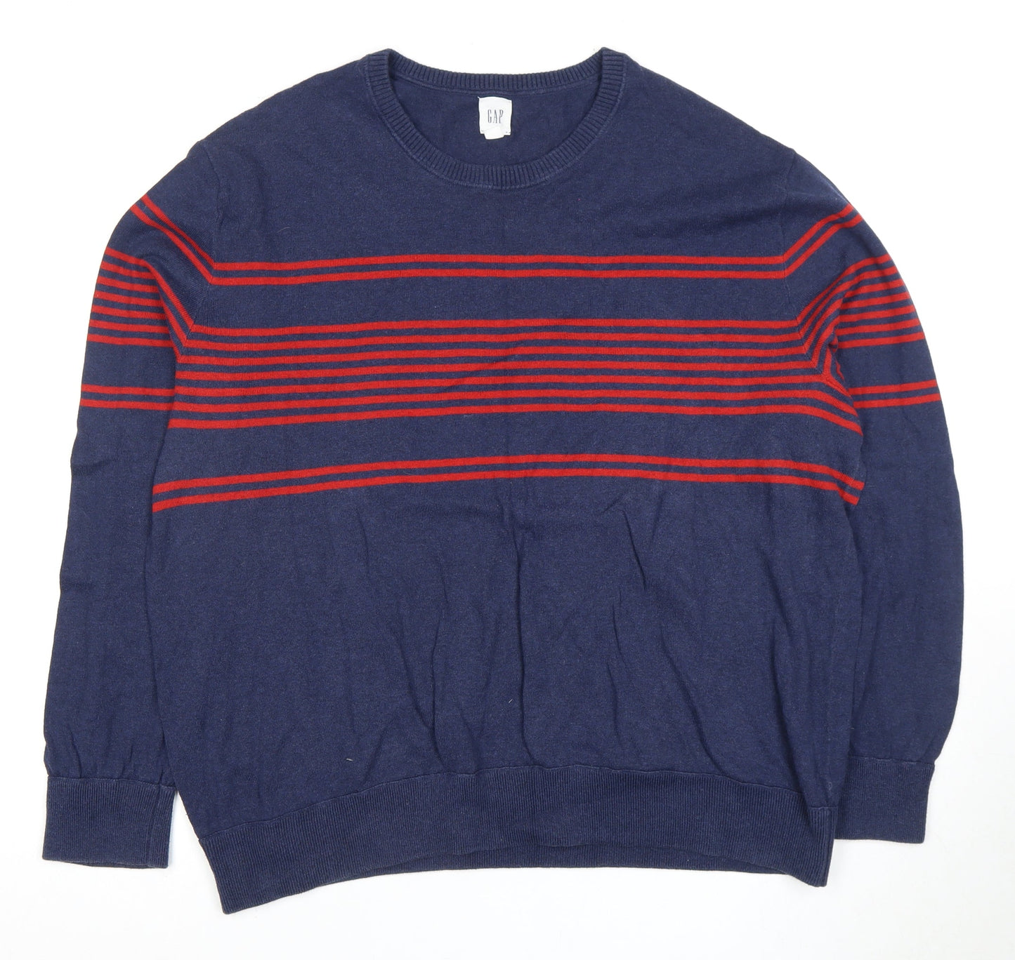 GAP Men's Blue Striped Pullover Jumper XL