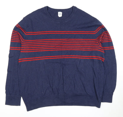 GAP Men's Blue Striped Pullover Jumper XL