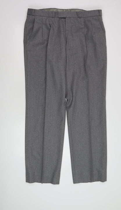 Mens UK Size 46L Centaur Regular Fit Formal Grey Trousers