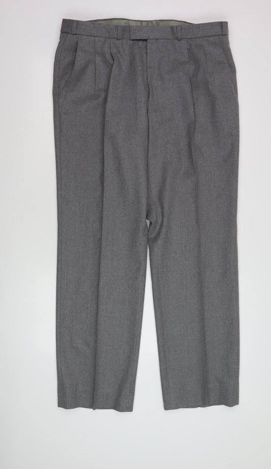 Mens UK Size 46L Centaur Regular Fit Formal Grey Trousers
